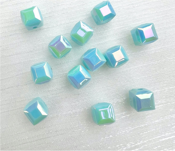50 pcs / 8mm /High Quality Assorted Shiny Acrylic Square Beads, Imitation Pearl Square Beads For Jewellery Making (BB105)