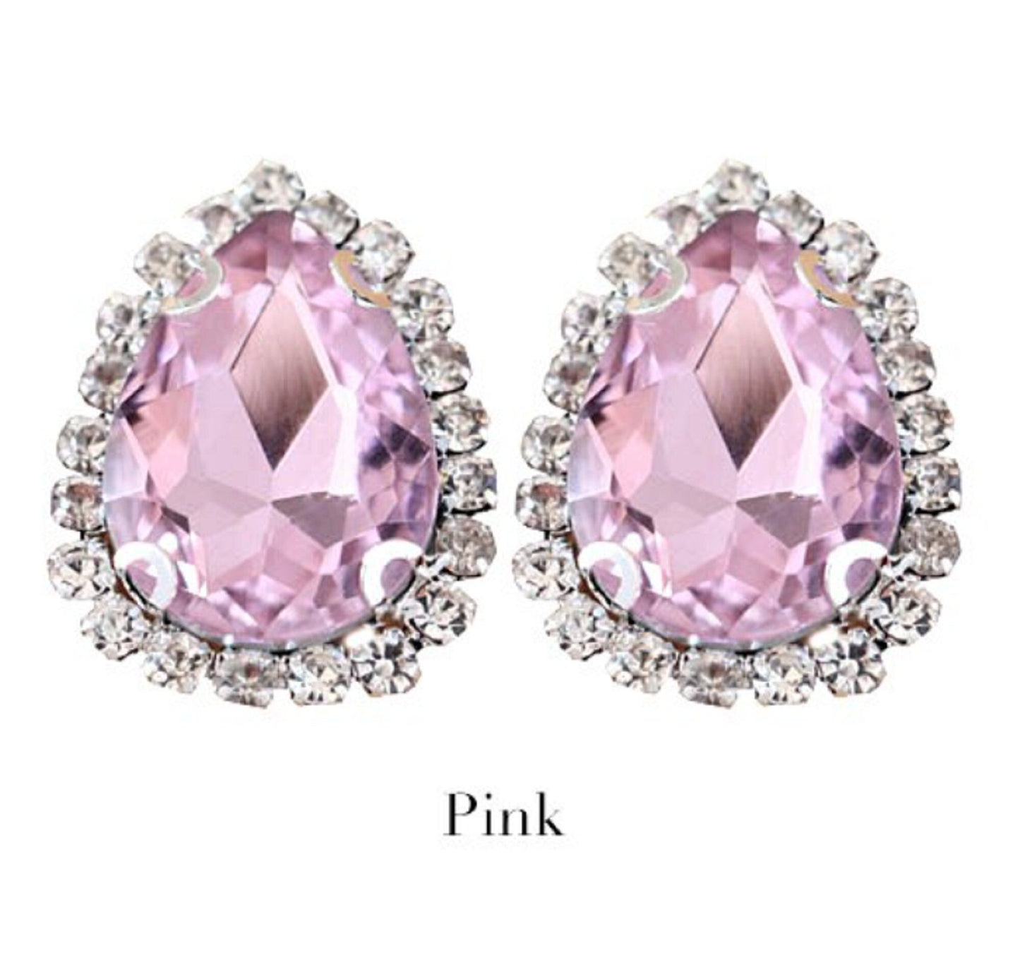 18 x 22mm / Silver Base Sew On Rhinestone Teardrop Crystal   S33S