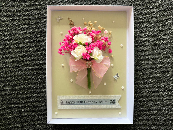 Luxury Personalised 3D Flower Card, Handmade Preserved Flower Card, Dried Flower Birthday Card C434