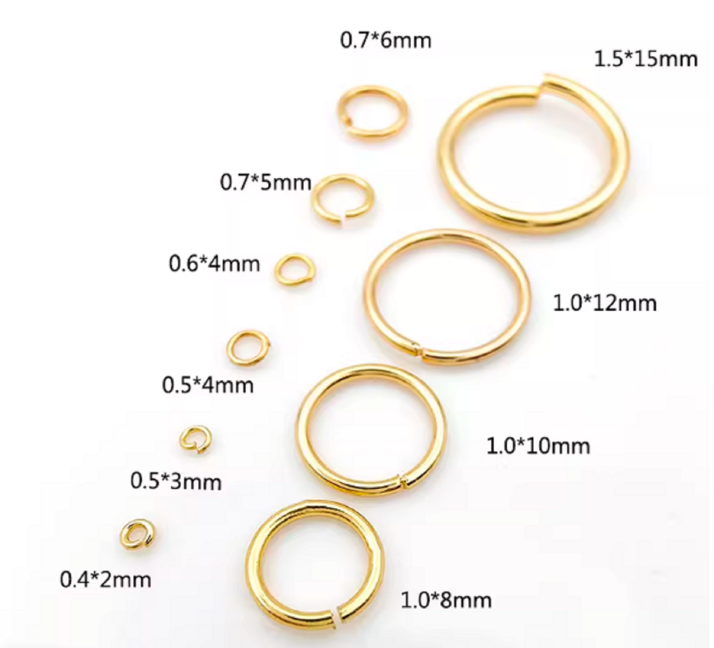 (ERK020)  50 Pcs / Gold Plated Open Jump Rings for Jewellery