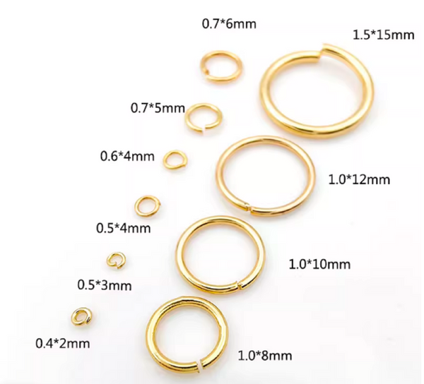 50 Pcs / 4mm, 5mm, 6mm / Open Jump Rings  RK020