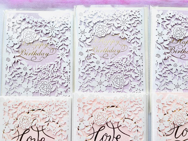 3 sets / Luxury Standard Lace Birthday Card with Envelopes, Love Standard Card  C647