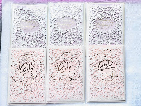 3 sets / Luxury Standard Lace Birthday Card with Envelopes, Love Standard Card  C647