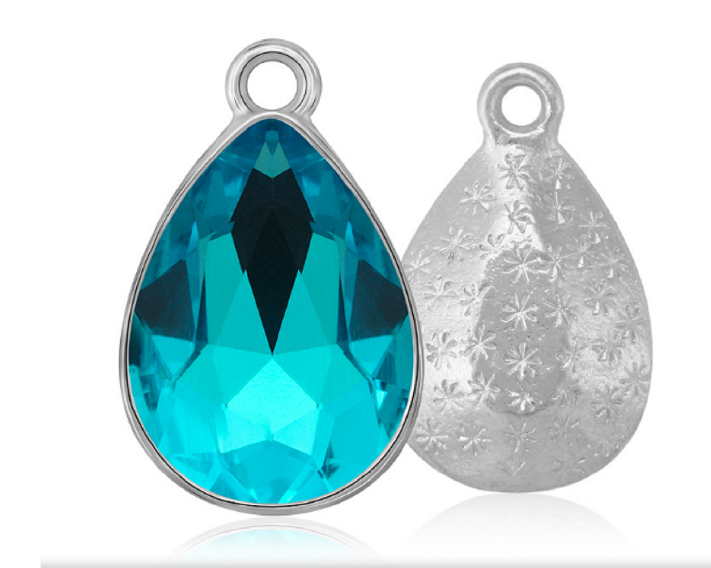 ( P048S)  10 pcs / 7 x 10mm / Silver base Teardrop Glass crystal Pendant