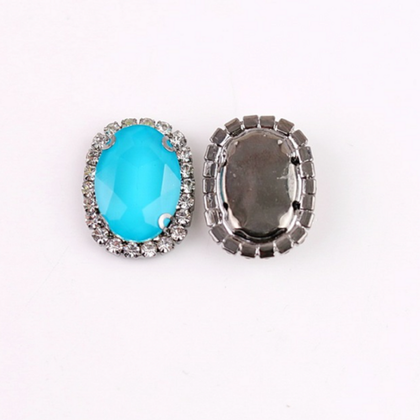 S12S (Moca)  10 Pcs / 12 x 14mm / Silver Base Sew On Oval Crystals