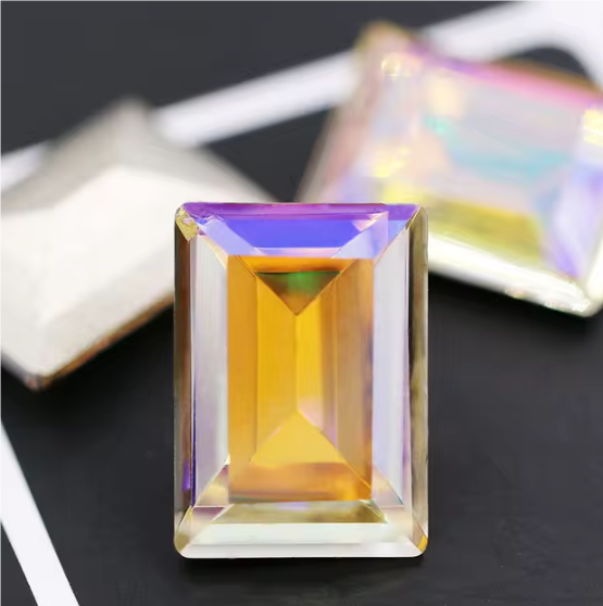 10 pcs / 10 x 14mm Rectangle K9 Glass Sew On Rhinestones Silver with Claw, Crystal Stones Diamond For Wedding Dress Clothes S60S