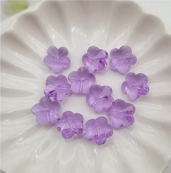 10 Pcs / 14mm / High Quality straight Hole Artificial Glass Flower Beads, DIY Jewellery