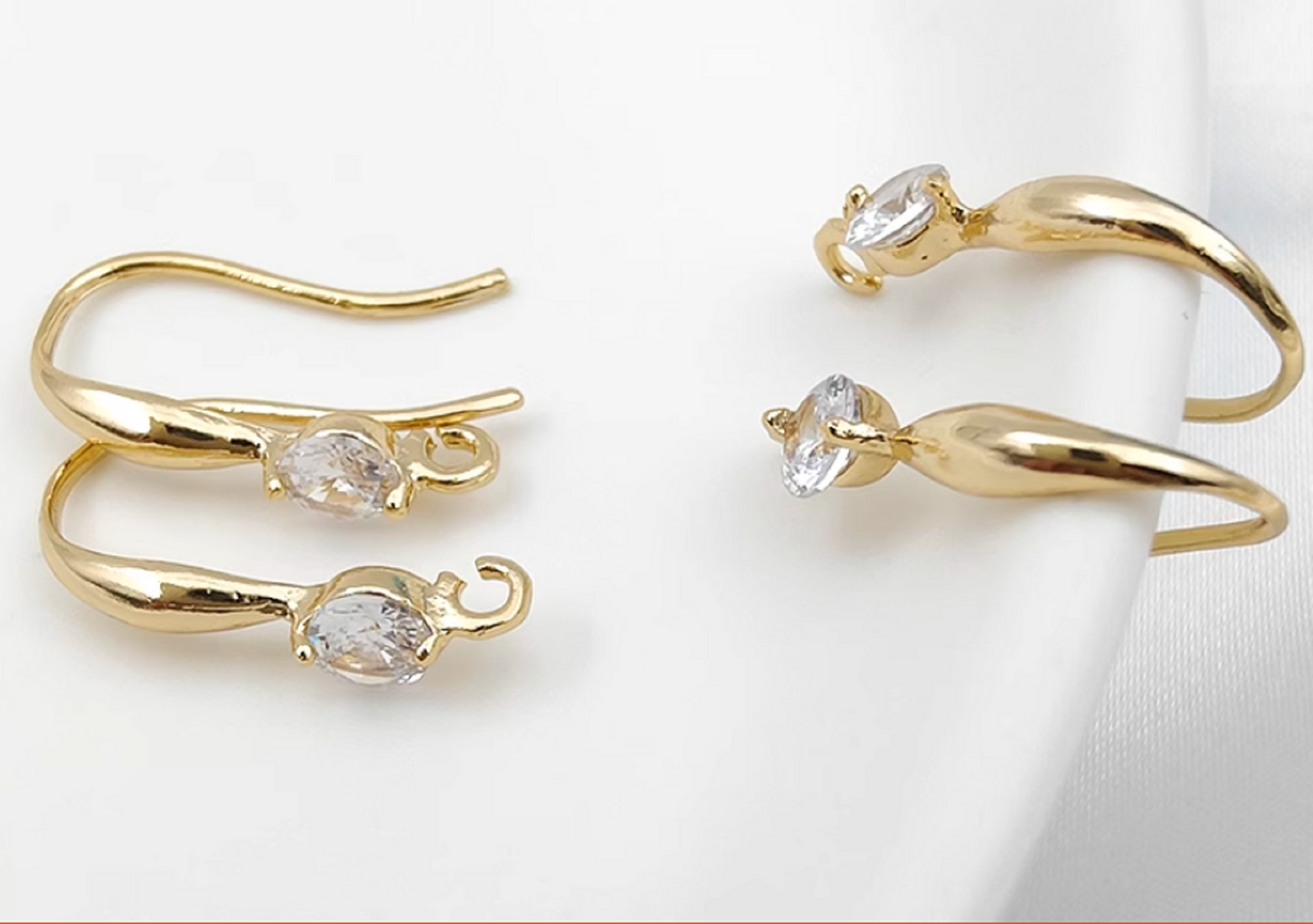 (EK64) 10 pcs / Gold Plated Crystal Earrings Hoop