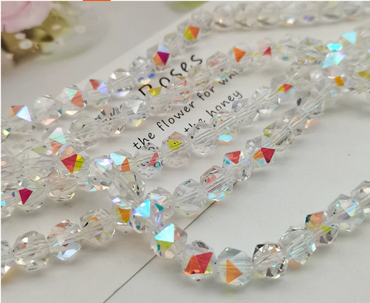 (Y212)  50 Pcs / 8mm / Quality Six Cut Crystal Glass Beads, DIY Jewellery Making