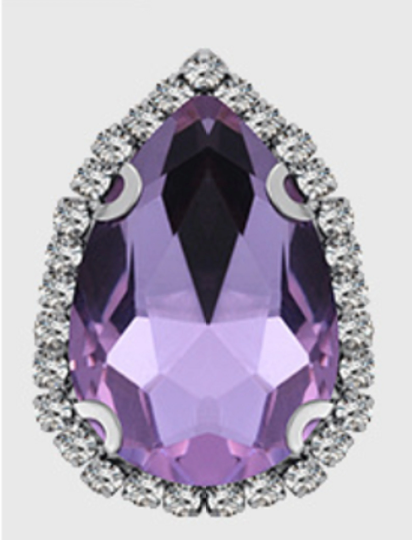 (S33S)  10 Pcs / Silver Base Sew On Rhinestone Teardrop Crystal