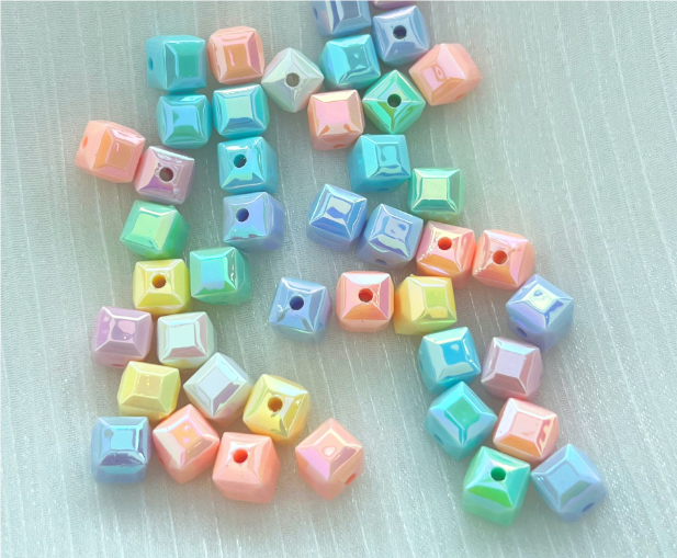 50 pcs / 8mm /High Quality Assorted Shiny Acrylic Square Beads, Imitation Pearl Square Beads For Jewellery Making (BB105)