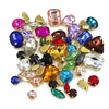 (S34G)  50 Pcs / Mix Sizes & Shapes Silver Base Sew On Rhinestone