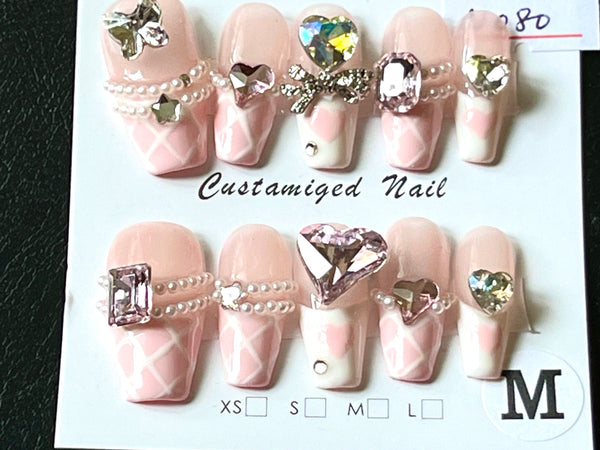 10 pcs / Press On Nails N080 (Size M)