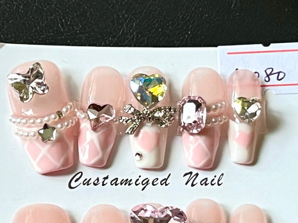 10 pcs / Press On Nails N080 (Size M)