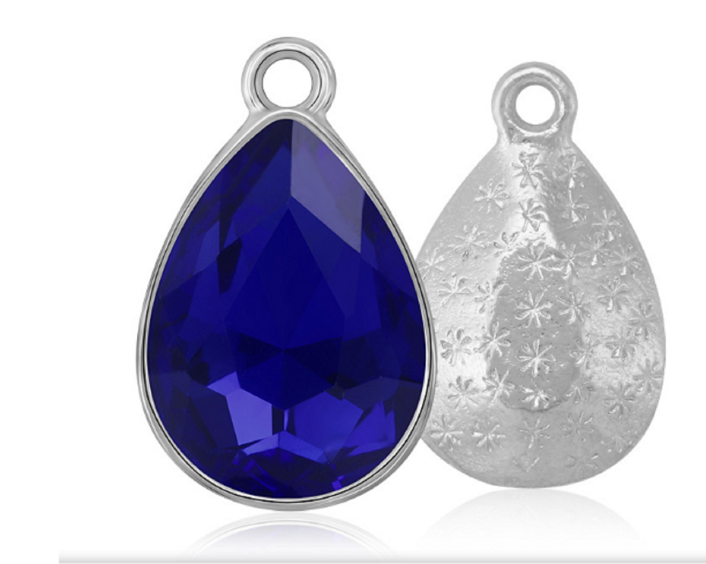 ( P048S)  10 pcs / 7 x 10mm / Silver base Teardrop Glass crystal Pendant