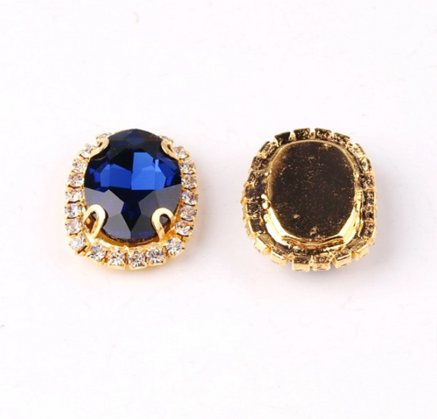 (S12G) 10 Pcs / 12 x 14mm / Gold Base Sew On Oval Crystal