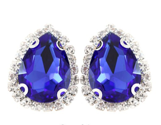 (S33S)  10 Pcs / Silver Base Sew On Rhinestone Teardrop Crystal