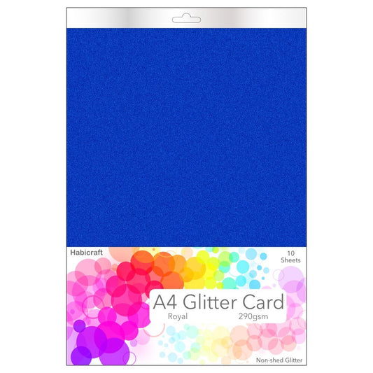 Habicraft / 10 Sheets / A4 Navy Blue Non-Shed Glitter Card 290gsm (HGC09)