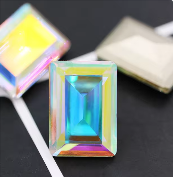 10 pcs / 10 x 14mm Rectangle K9 Glass Sew On Rhinestones Silver with Claw, Crystal Stones Diamond For Wedding Dress Clothes S60S