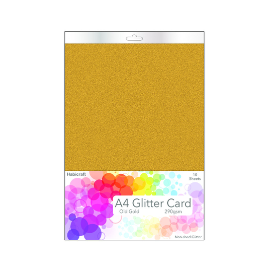Habicraft / 10 Sheets / Old Gold Non-Shed Glitter Card 290gsm (HGC05)