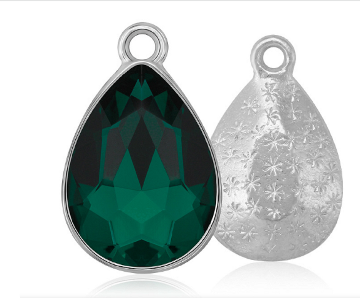 ( P048S)  10 pcs / 7 x 10mm / Silver base Teardrop Glass crystal Pendant
