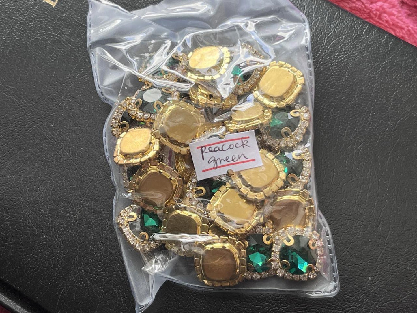 (S13G)  10 Pcs / 16mm, 18mm / Gold Sew On Square Rhinestone