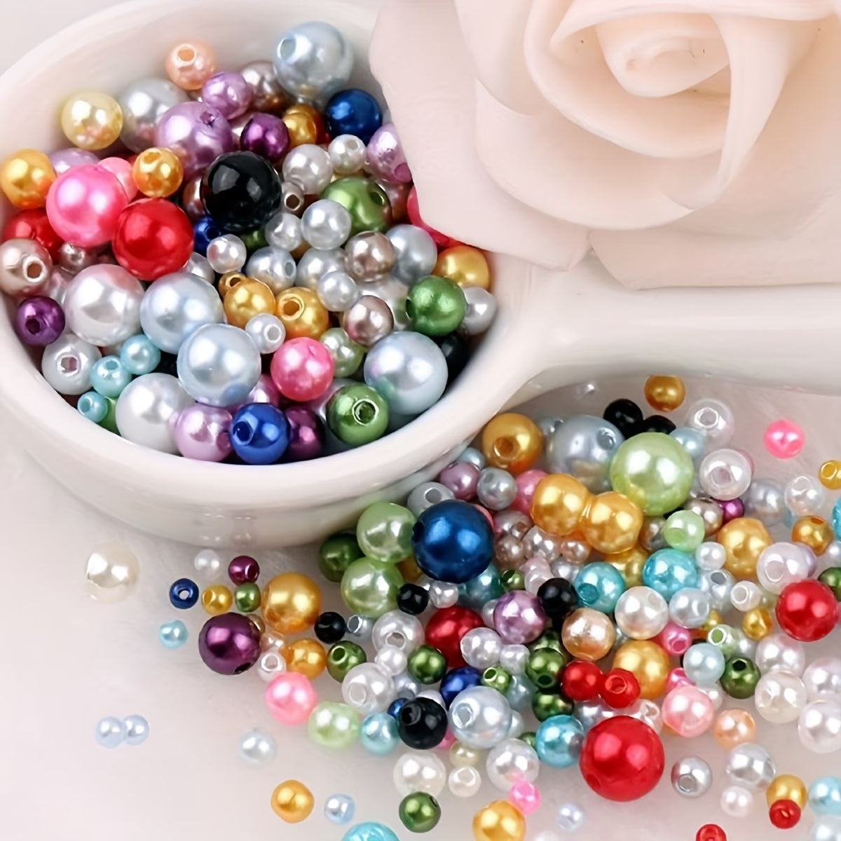 (Y201)  50g / 8mm / Mixed Assorted Glass Pearl Beads, Jewellery Making