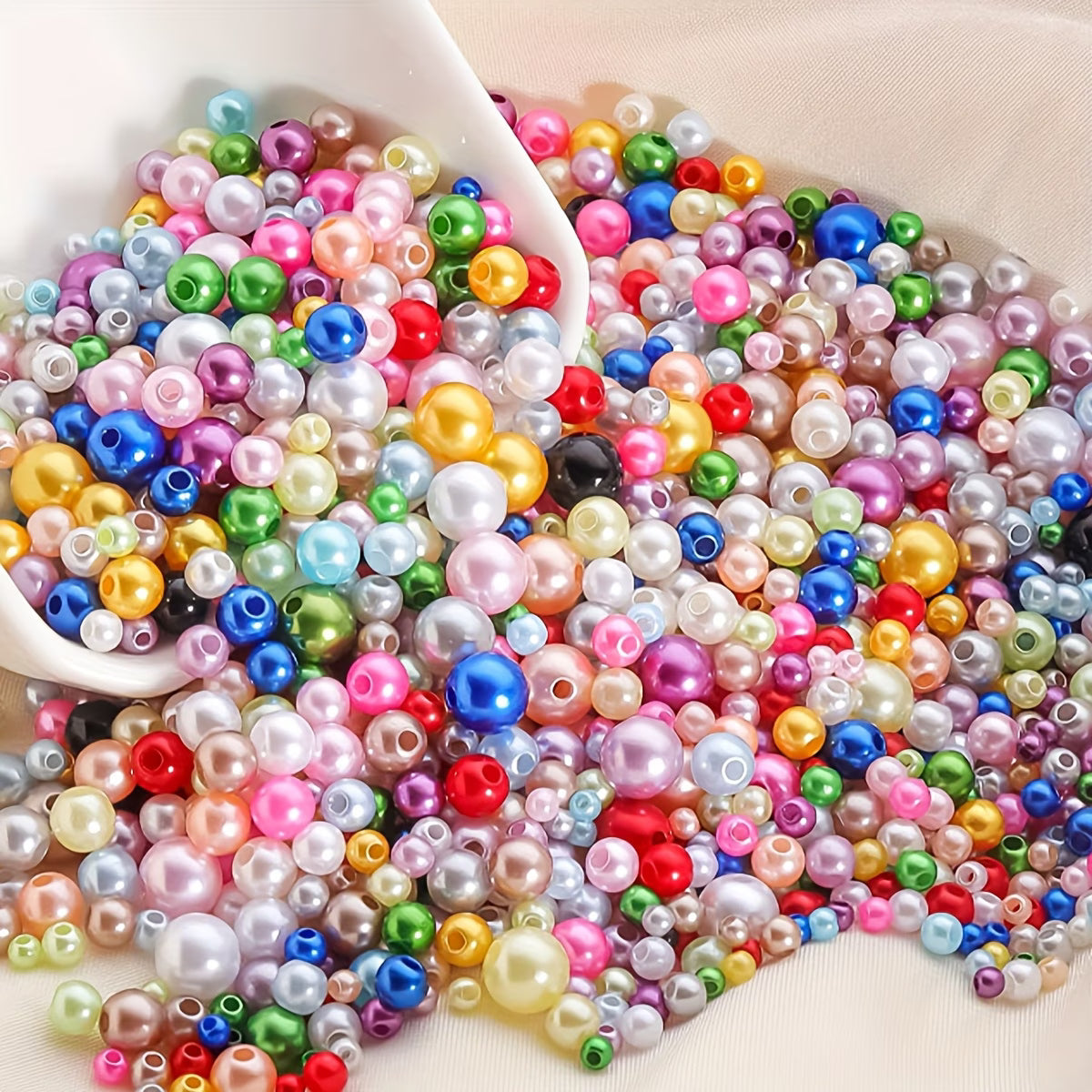 (Y201)  50g / 8mm / Mixed Assorted Glass Pearl Beads, Jewellery Making