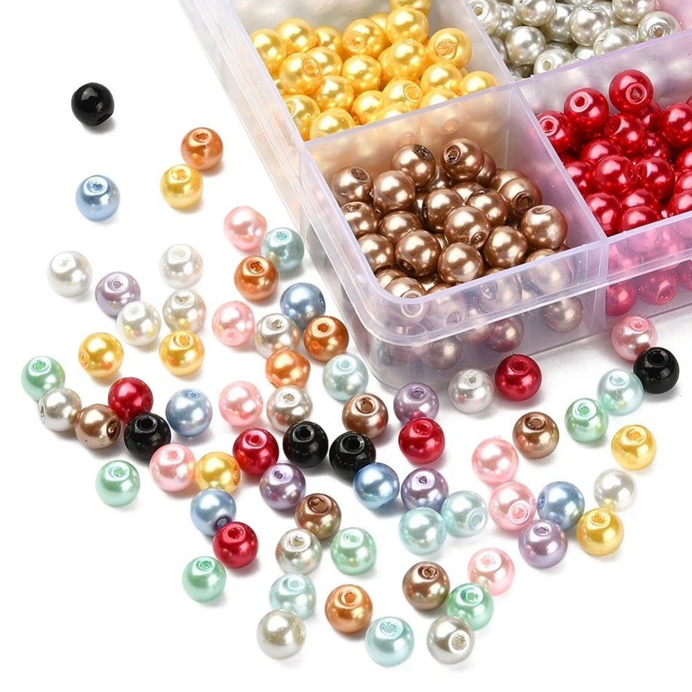 (Y201)  50g / 8mm / Mixed Assorted Glass Pearl Beads, Jewellery Making