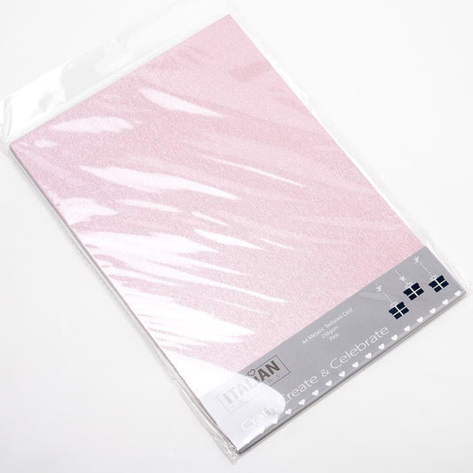 A4 Metallic Textured Card (10 sheets) 250gsm - Pink - IO-C19  (Wholesale)