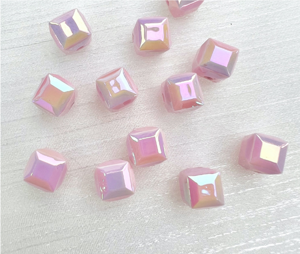 50 pcs / 8mm /High Quality Assorted Shiny Acrylic Square Beads, Imitation Pearl Square Beads For Jewellery Making (BB105)