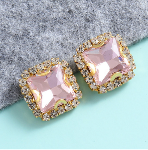 10 Pcs / 10mm / Gold Base Sew On Square Rhinestone   S38G