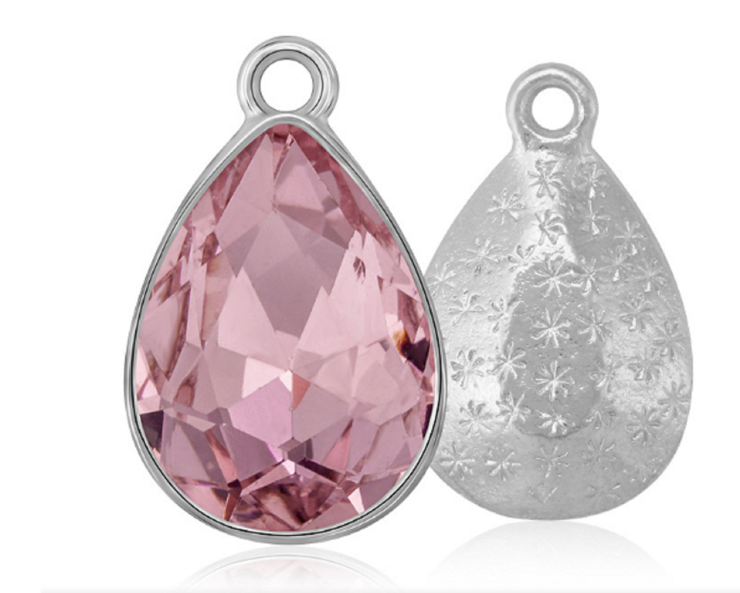 ( P048S)  10 pcs / 7 x 10mm / Silver base Teardrop Glass crystal Pendant