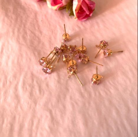 20 pcs / 4-8mm / Gold Base / DIY Zirconia Stud Earrings with Loops, Fashion Earrings  E53