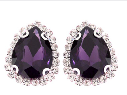 (S33S)  10 Pcs / Silver Base Sew On Rhinestone Teardrop Crystal