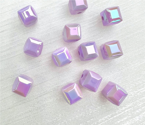 50 pcs / 8mm /High Quality Assorted Shiny Acrylic Square Beads, Imitation Pearl Square Beads For Jewellery Making (BB105)