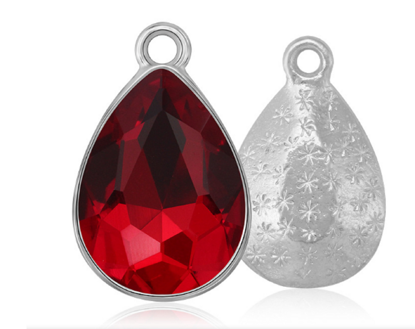 ( P048S)  10 pcs / 7 x 10mm / Silver base Teardrop Glass crystal Pendant