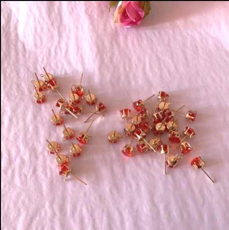 20 pcs / 4-8mm / Gold Base / DIY Zirconia Stud Earrings with Loops, Fashion Earrings  E53