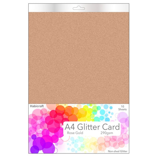 Habicraft / 10 sheets / Rose Gold Non-Shed Glitter Card 290gsm (HGC06)