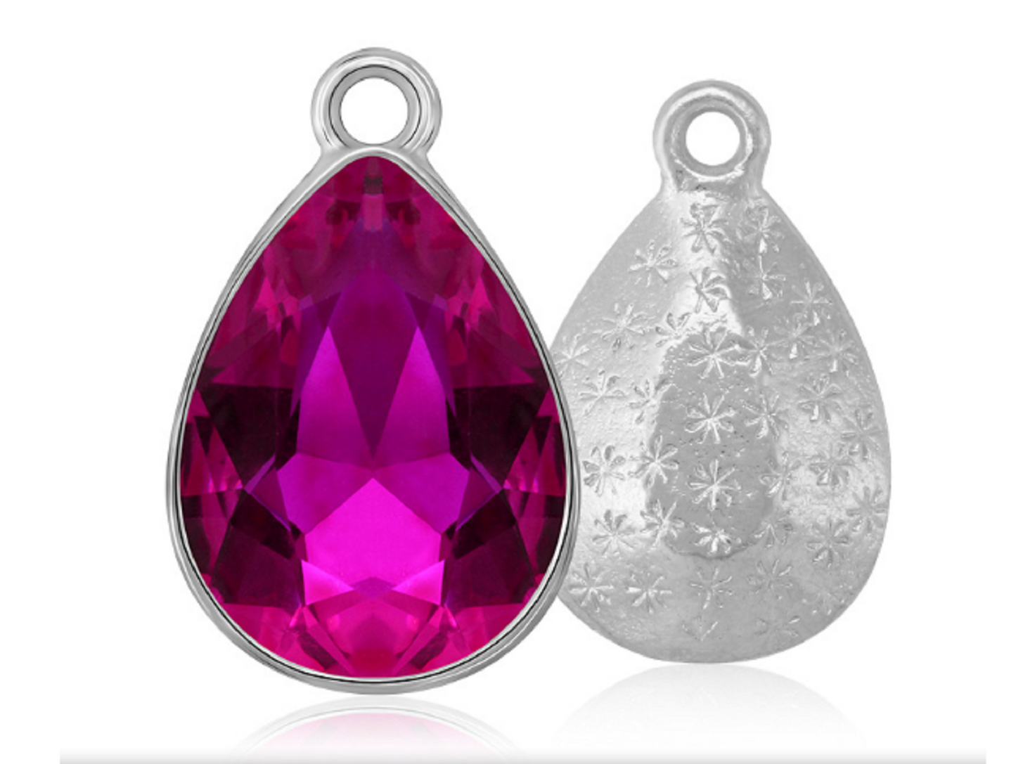 ( P048S)  10 pcs / 7 x 10mm / Silver base Teardrop Glass crystal Pendant