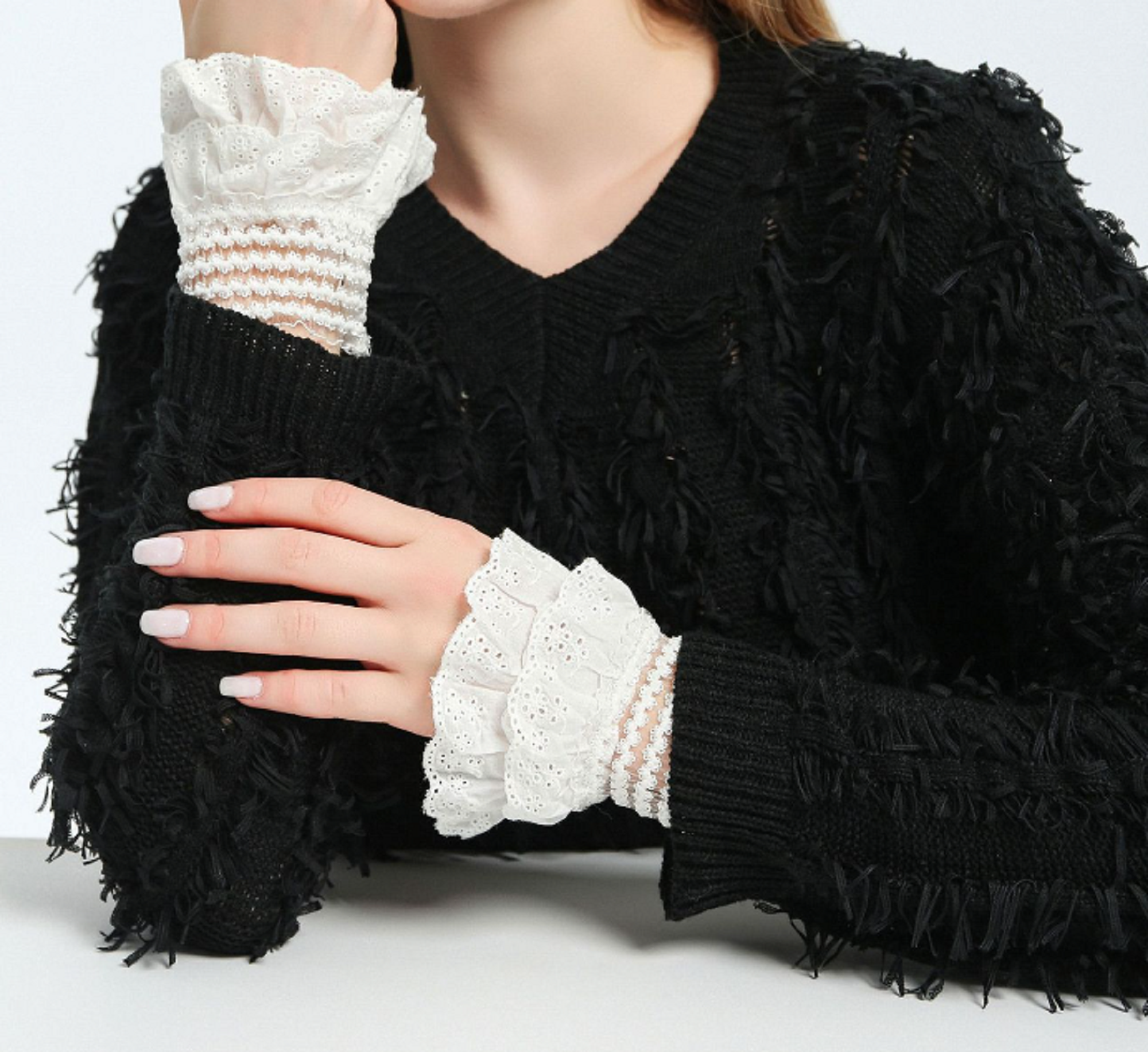 Off White / Fake cotton Sleeve Cuffs, Fake Sleeve Cuffs, False Wrist Cuffs, Removable Wrist Cuffs  SC021(K)