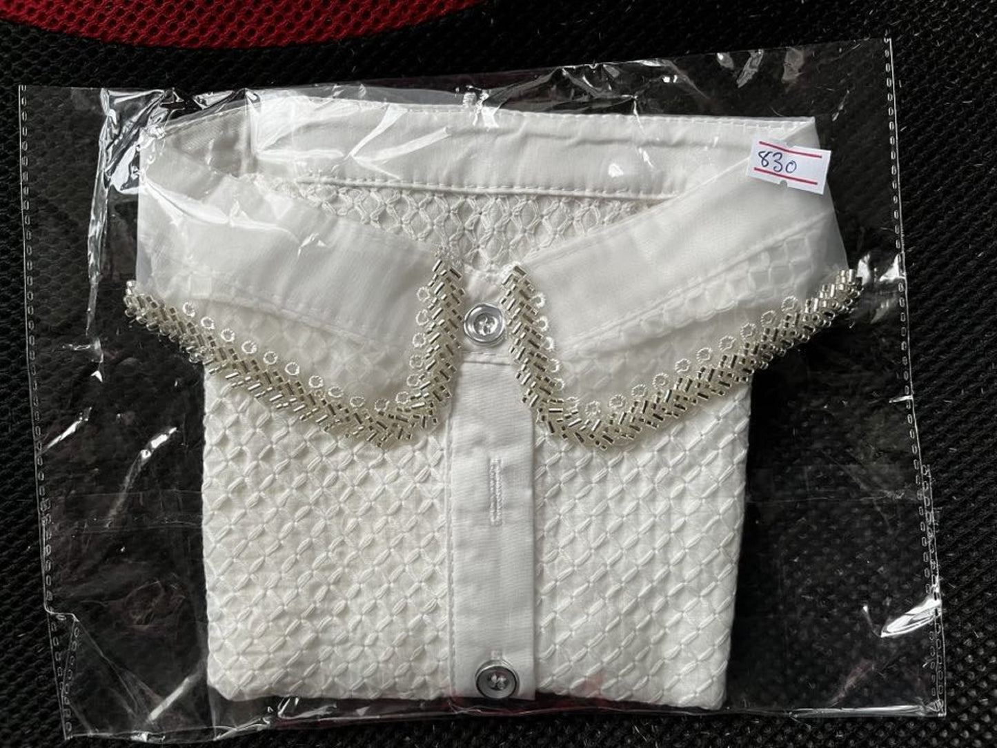 B830 / Off White / Silver Edge Fake Collar, Off White Elegant Lace Fake Collar, False Collar, Removable Collar