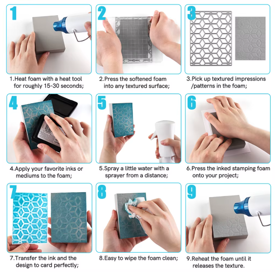 2 pcs / 10.8 x 7.7 x 1.4cm / Stamping Foam Block for Cardmaking, Scrapbook, Embossing