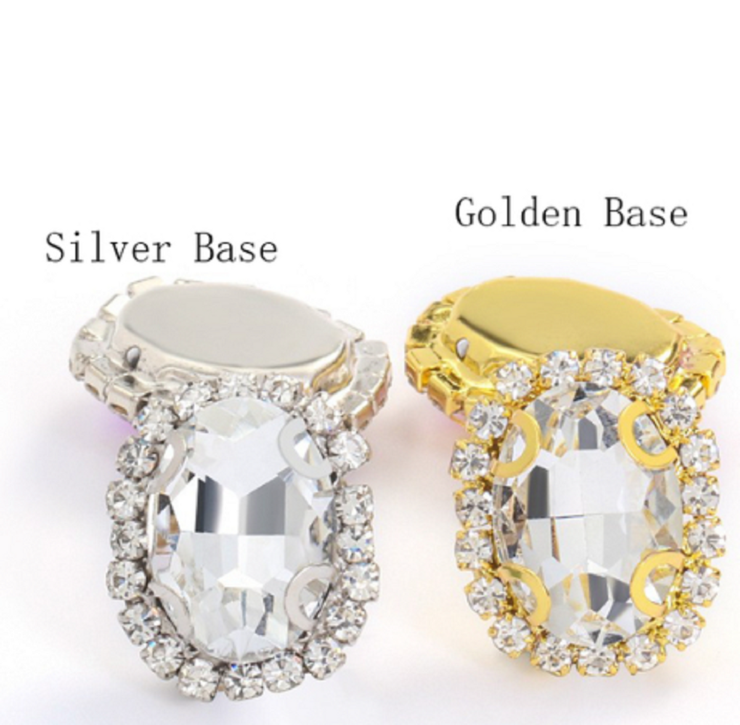 (S12G) 10 Pcs / 12 x 14mm / Gold Base Sew On Oval Crystal