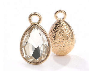 10 pcs / 7 x 10mm / Gold base Teardrop Glass crystal Pendant  P048G