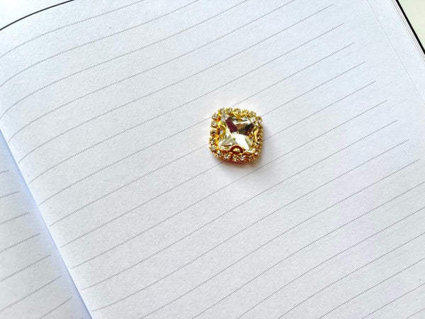 10 Pcs / Gold Base Sew On Square Rhinestones  S38G