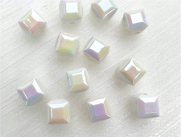 50 pcs / 8mm /High Quality Assorted Shiny Acrylic Square Beads, Imitation Pearl Square Beads For Jewellery Making (BB105)