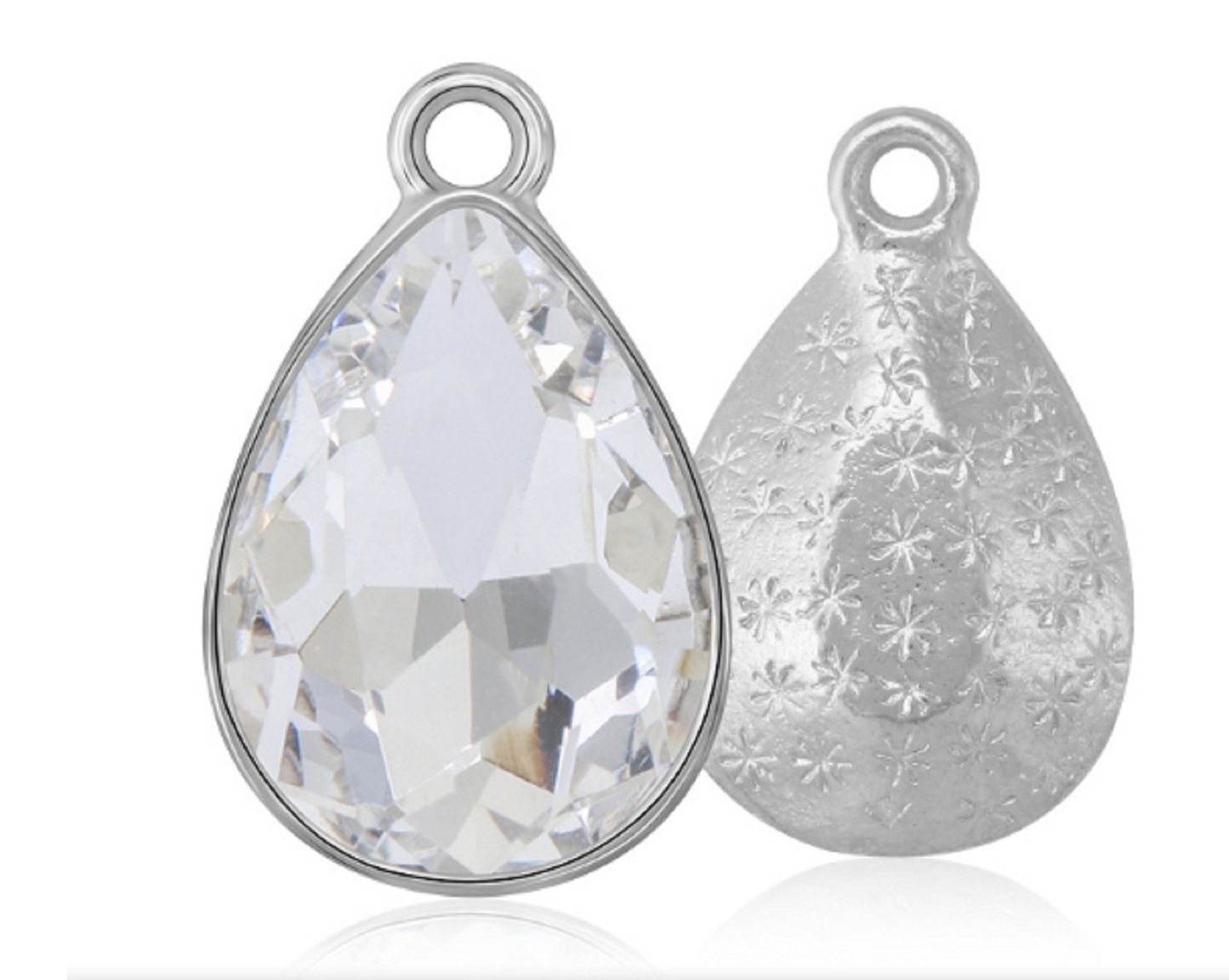 ( P048S)  10 pcs / 7 x 10mm / Silver base Teardrop Glass crystal Pendant