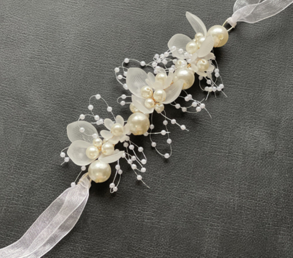 Flower Wedding Headband, Bridal Hair Vine, Wrist Corsage   TS1101