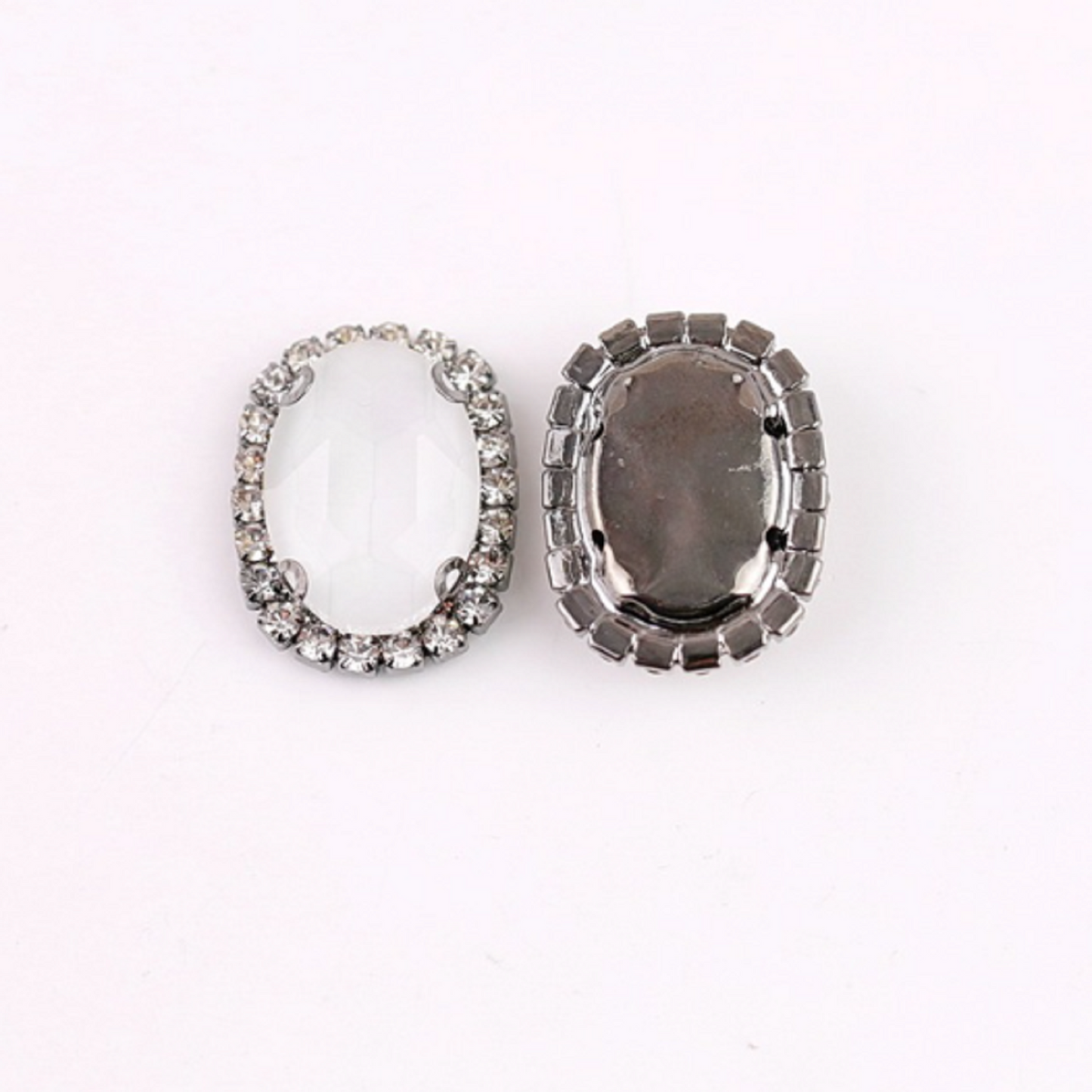 S12S (Moca)  10 Pcs / 12 x 14mm / Silver Base Sew On Oval Crystals